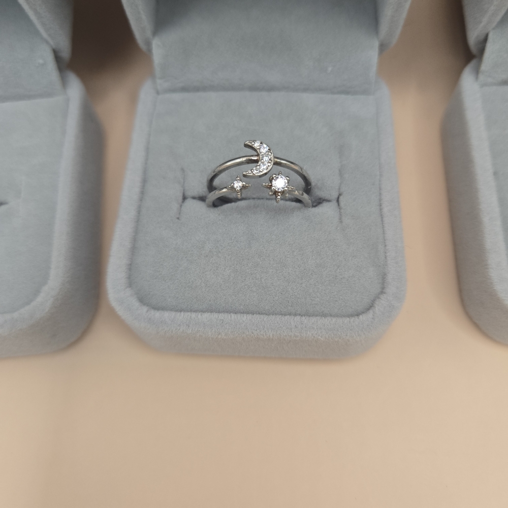 Badass Squad Sterling Silver Rings Set Moon Sun Star Price For 2 $17 - Picture 4 of 5